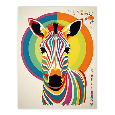Bauhaus Zebra Rainbow Funky Modern Living Room Wall Art Poster Print Picture • £11.99