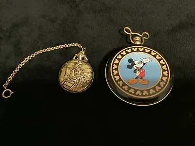 Vintage 1995 Disney Verichron Mickey Mouse Pocket Watch Train Ticket Collector • $85