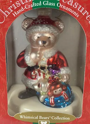 Vintage Brass Key Glass Bear Santa Ornament Christmas Holiday Cute EUC Retired • $29.99