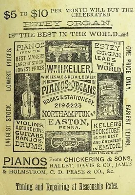 1880's-90's Wm. H. Keller & Estey Organ Pianos Violins Banjos Guitars Drums P91 • $8.75