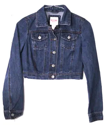 MOSSIMO CROPPED DENIM JACKET Ladies Size S Dark Blue Cotton Blend Long Sleeve • $15.99