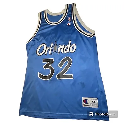 $14.99 • Buy Vintage Champion Orlando Magic SHAQ STAINED Shaquille O'Neal #32 NBA Jersey 44