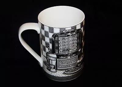 222 FIFTH SLICE OF LIFE Ceramic Mug  Black Sketch Scene Vintage  Malt Shoppe    • $12.50