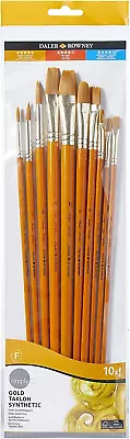 Daler-Rowney Simply Acrylic Brush Set 10 X Assorted Gold Taklon Synthetic Hair • £12.50