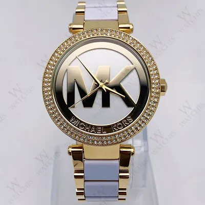 New Michael Kors MK6313 39mm Women's Parker Two-Tone Stainless MK Logo Watch • $106.80
