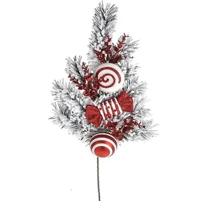 Luxury Candy Cane Snow Spruce Spray 61cm - Christmas Decor • £8.99