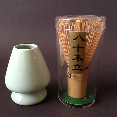 Japanese 80 Prong Matcha Tea Ceremony Bamboo Whisk Chasen Brush W/ Stand Shaper • $31.95