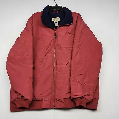 LL Bean Jacket Mens Extra Large Red Fleece Lined Coat Parka Tall Outdoor Hiking • $26.99