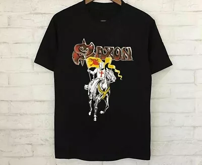 Vintage 80s SAXON Crusader 1984 Tour Concert Black All Size Shirt • $18.99