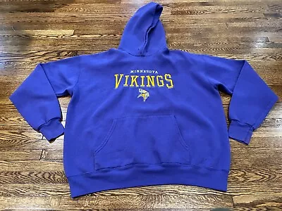 VTG Minnesota Vikings Hoodie Men L Purple Lee Sport 90s NFL Football Sweatshirt • $22