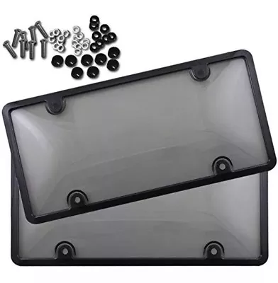 $11.95 • Buy 2x Clear Tinted Smoked Bubble License Plate Tag Shield Cover And Frame Auto