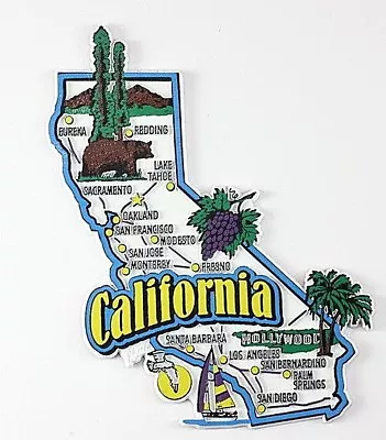 California State Map And Landmarks Collage Fridge Collectible Souvenir Magnet • $8.45