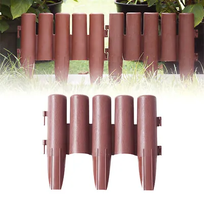 £9.95 • Buy 5x Plastic Lawn Edging Garden Grass Palisade Border Fence Wooden Effect Panel