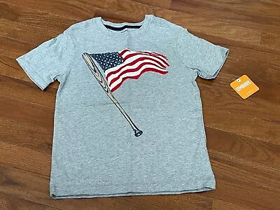 New Gymboree Boys Gray Flag Baseball Bat Tee Shirt Size 5 • $16.50
