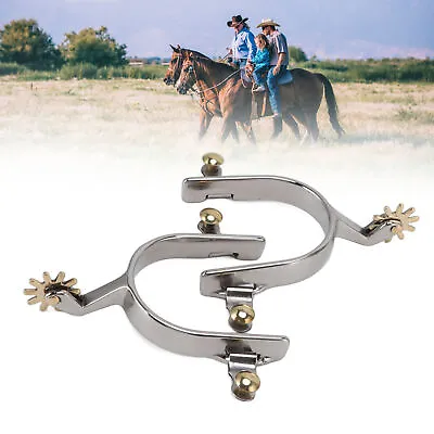 1 Pair Horse Spurs Stainless Steel Exquisite Cowboy Equestrian Boot Spurs HOT • £35.49