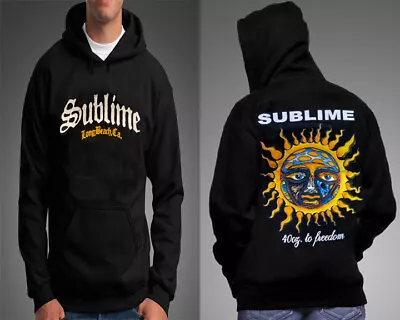 Sublime Long Beach Ca Black Hoodie Front And Back Print Men's • $24.29