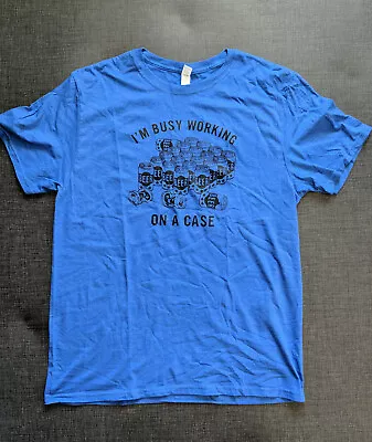 I'm Busy Working On A Case (Beer) T-Shirt Blue With Black Print • $15
