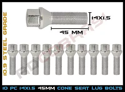 45 MM Ext. Shank M14x1.5 Conical Seat Lug Bolts  - Audi VolksWagen Mercedes Benz • $29.89