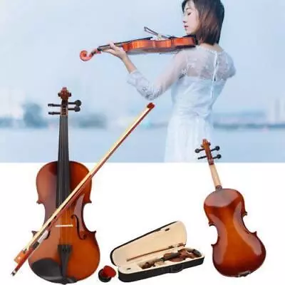 1/2 Size Natural Color Acoustic Violin Fiddle Right Handed + Case + Bow + Rosin • $45.99