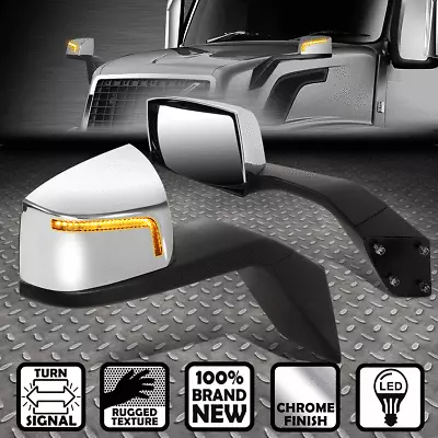 [sequential Led Signal]for 04-18 Volvo Vn Series Manual Side Hood Mirrors Chrome • $178.88