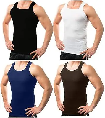 Different Touch 4 Pack Men Square Cut Ribbed Tank Tops • $34.99