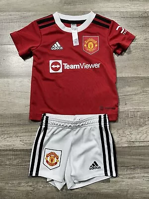 Manchester United Adidas Baby Infant 2022 Red Home Kit Set Size 3-6 Months • $29.99