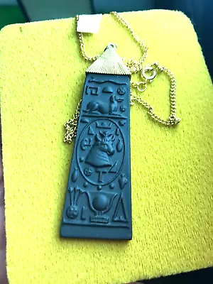 £77.49 • Buy VINTAGE Wedgewood Black Basalt Pendant Necklace ORIGINAL Box