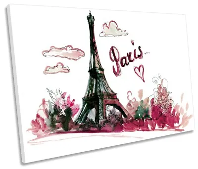 Paris Eiffel Tower Illustration Print SINGLE CANVAS WALL ART Picture • $74.99