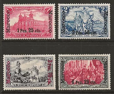 MOROCCO GERMAN PO's 1900 High Values Set Of 4 Fresh Mint MH OG Mi#16-19 Marocco • $1.22