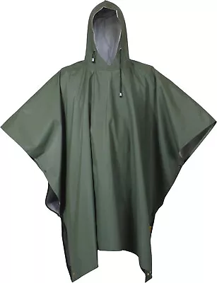 Olive Drab Waterproof Rain Poncho Heavy Duty Durable Rubber Emergency Protection • $59.99