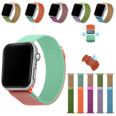 $9.86 • Buy For Apple Watch Series 6/5/4/3/2/1/SE 38-44 Mm Magnetic Milanese Loop Strap Band
