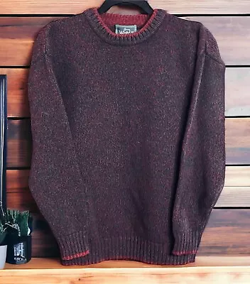 Vintage 80s Woolrich Wool Crewneck Sweater Men’s Medium Handframed Claret Red • $69.95