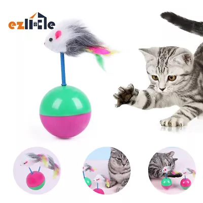 Cat Toys Feather ​Mouse Toy Pet Tumbler Mouse Cat Toy Interactive Cat Toys • $8.85