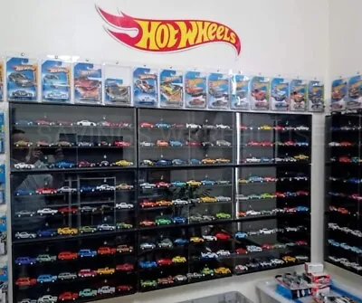 Display Case For Hot Wheels 1:64 Scale 24 Diecast Toy Cars Wall Cabinet • $84.99