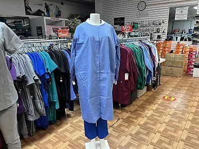 PPE Medical Lab Coat Surgical Isolation Gown Front Snap Reusable Washable Ceil • $27.99