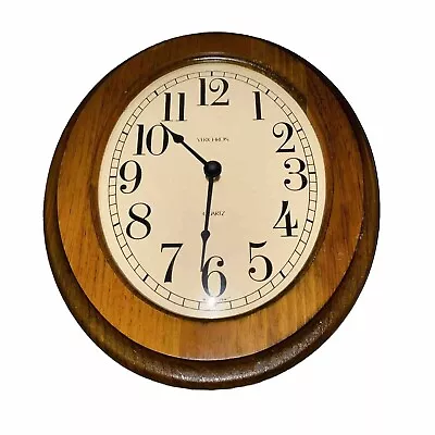Vintage Verichron Wood Frame Oval Wall Clock • $20