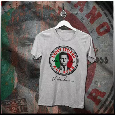 Lucky Luciano T-Shirt Mobster Gangster Crime Boss Genovese Crime Family Mob Tee • $19.99