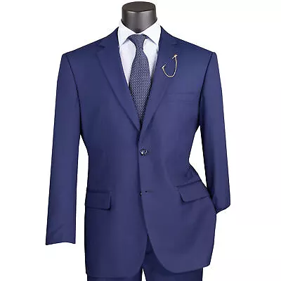 VINCI Men's Patriot Blue 2-Button Suit W/ Adjustable Waistband Reg-Fit - NEW • $115