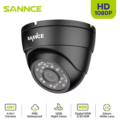 SANNCE 1pcs Dome HD 1080p CCTV 4IN1 Camera Security System 100ft/30m IP66 Night • £15.99