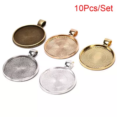 10pcs Alloy Pendant Blank Setting Tray Glass Cabochons DIY Craft Jewelry Ma-wq • £4.66