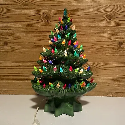 Large Vintage Light Up Ceramic Atlantic Mold Christmas Tree 16” Tall With Base • $109.99