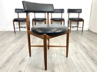 G Plan Fresco Mid Century Set Of 5 Teak And Leatherette Dining Chairs • £545