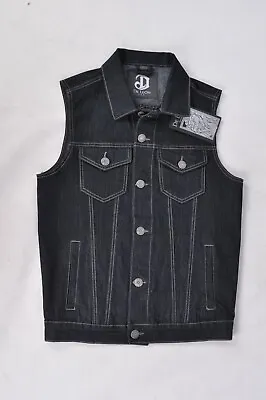 NWT Mens Stretch Denim Jacket Vest Motorcycle Phone Tools Gun Pockets #DL-67938 • $36.99