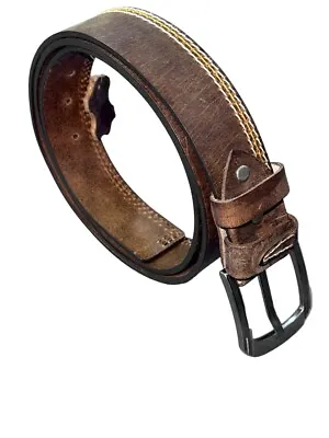 Mens Genuine Leather Belt 40mm Real New Buckle For Trouser Jeans Black Brown UK • £11.99