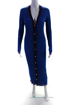$41.99 • Buy Zara Womens Button Front Metallic Knit Cardigan Sweater Dress Blue Pink Large