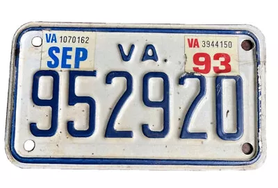 1993 Virginia Va Motorcycle 🏍 Vintage License Plate Tag 952920 • $12.75