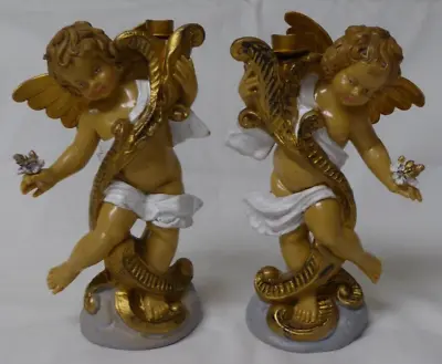 Vintage Fontanini Italy Angel / Cherub Candle Holder Pair # 5042 & 5042 • $29.99