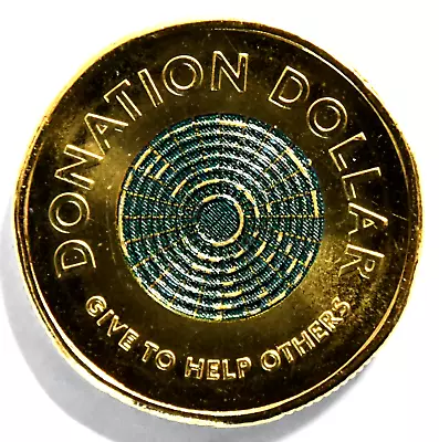 Australia 2021  $1 One Dollar Coin  Donation Dollar  AUNC Green Coloured Centre • $2