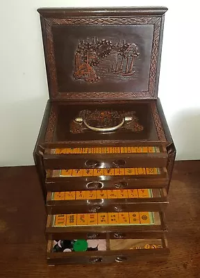 Original Antique Vintage Butterscotch Bakelite Mahjong Set 154 Tiles Boxed • £295