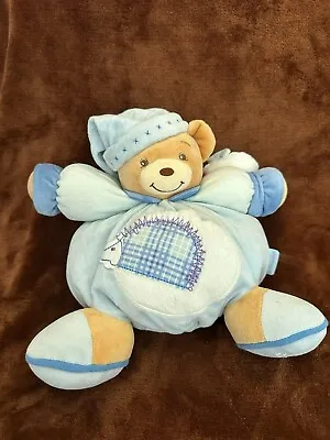 Kaloo Blue Chubby Bear With Hedgehog Comforter Baby Soft Toy • £9.99